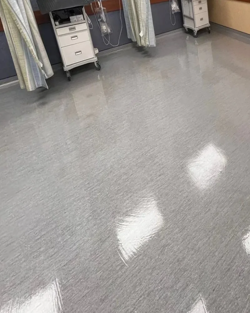 Medical recovery room vinyl floor after a strip and wax in Lawrenceville, GA
